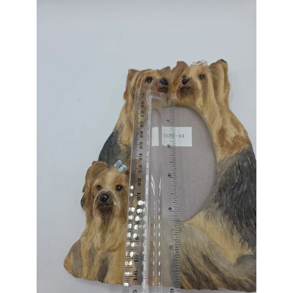 Yorkshire Terrier Trio Photo Frame 3D Adorable Resin Figural Dog Mom Fur Babies